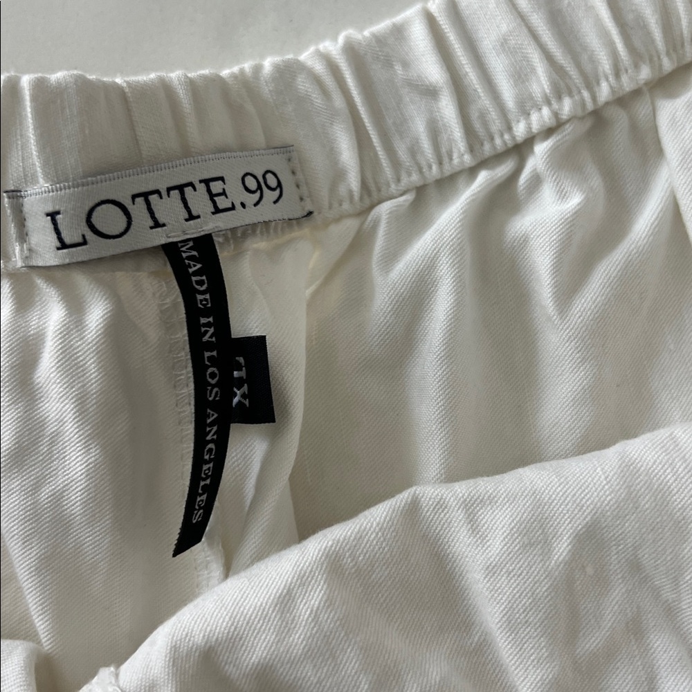 LOTTE.99 White Linen Designer Patchwork Pocket Shorts XL $259 - Picture 6 of 6